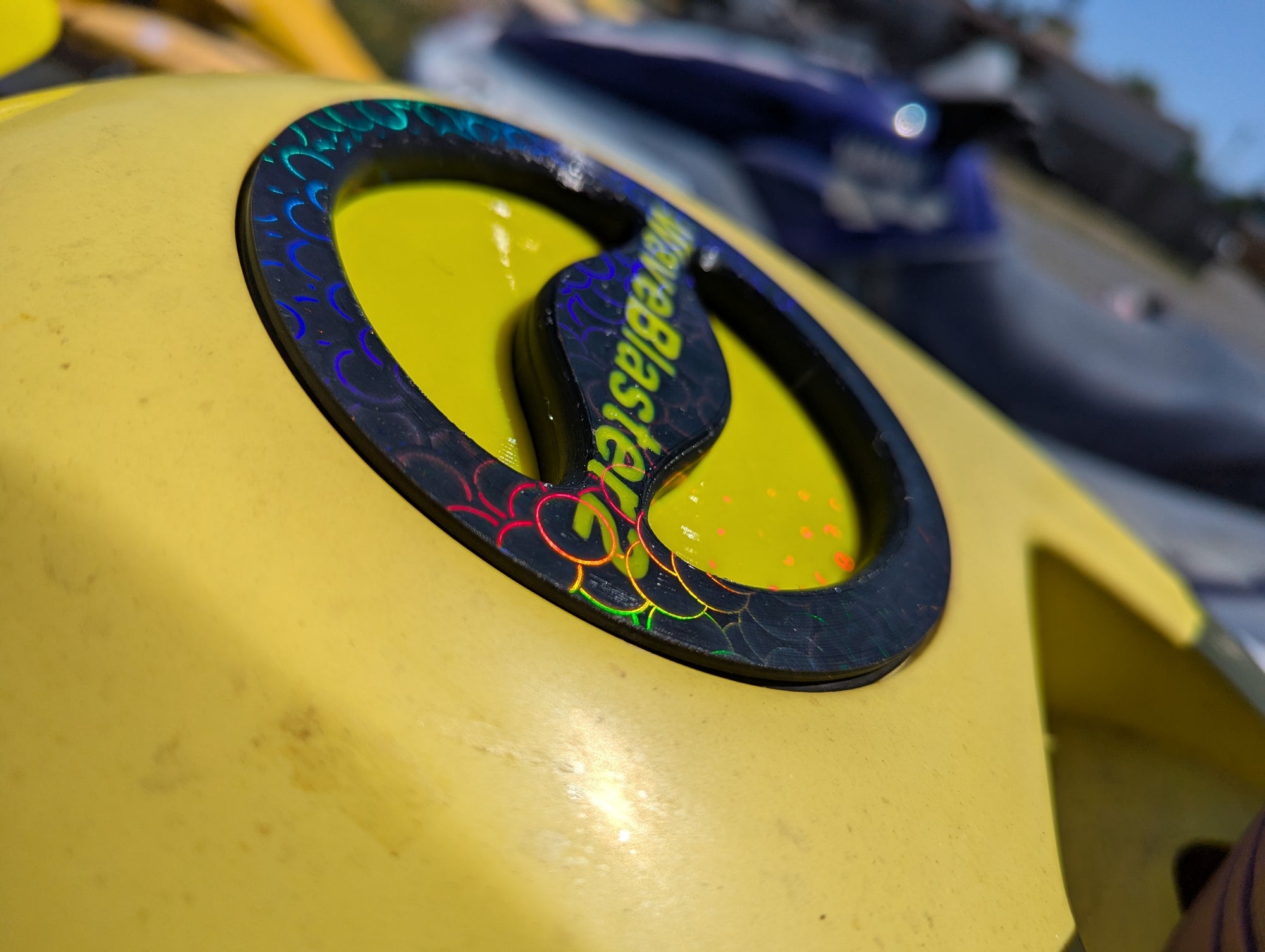 Yamaha Wave Blaster 2 Storage Lid cap 3D printed Yellow and Black V2 96-97